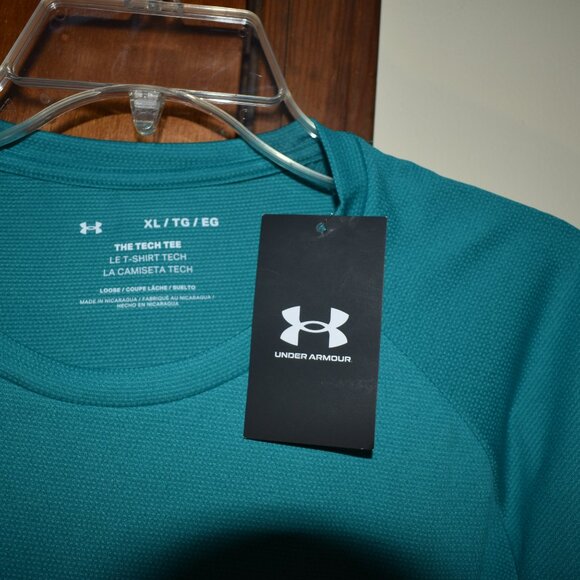 NEW Under Armour Shirt Tech Tee Green T-Shirt Short Sleeve Mens NWT $25 - Picture 2 of 4